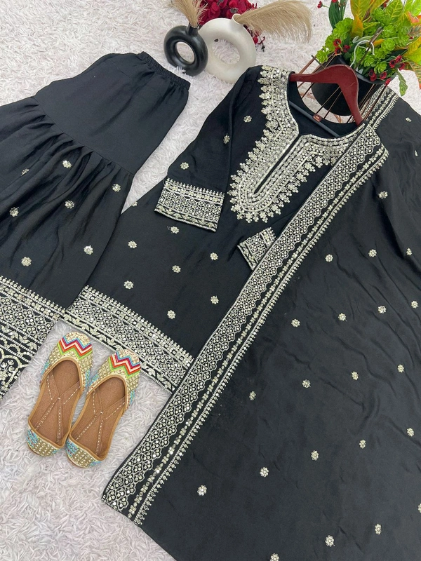 Black Color Real Modelling Shoot Sharara Suit - L