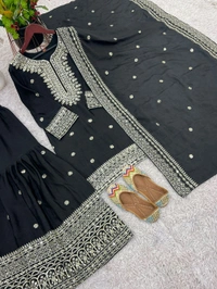 Black Color Real Modelling Shoot Sharara Suit - L