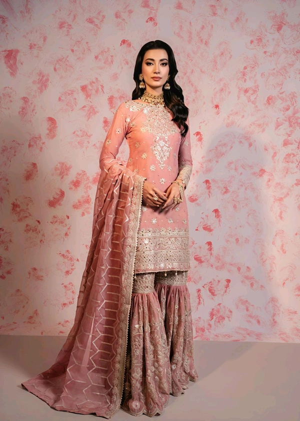 Partywear Heavy Embroidery Work Sharara Suit - XXL