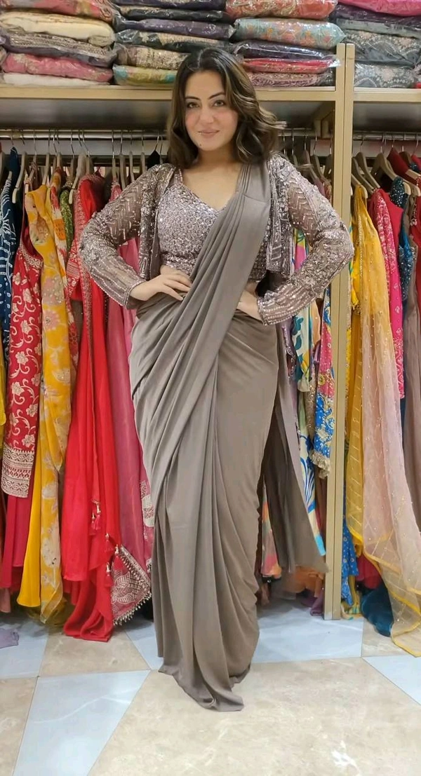 Designer Ready To Wear Saree With Blouse And Koti