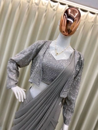 Designer Ready To Wear Saree With Blouse And Koti