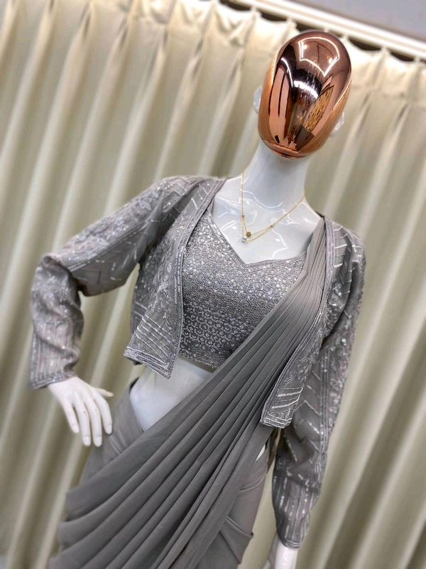 Designer Ready To Wear Saree With Blouse And Koti