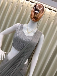 Designer Ready To Wear Saree With Blouse And Koti