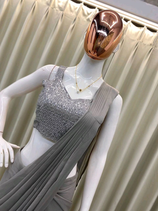 Designer Ready To Wear Saree With Blouse And Koti