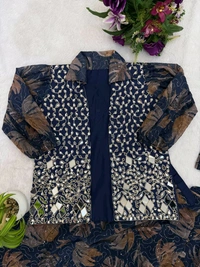 Ready To Wear Mirror Work Saree With Stiched Blouse
