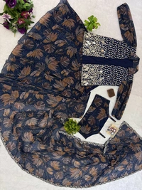 Ready To Wear Mirror Work Saree With Stiched Blouse