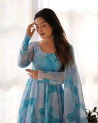 Designer Organza Silk Anarkali Suit - M