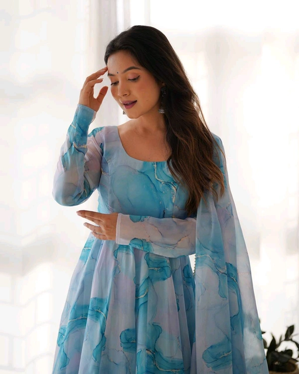 Designer Organza Silk Anarkali Suit - M