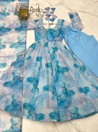 Designer Organza Silk Anarkali Suit - XXL