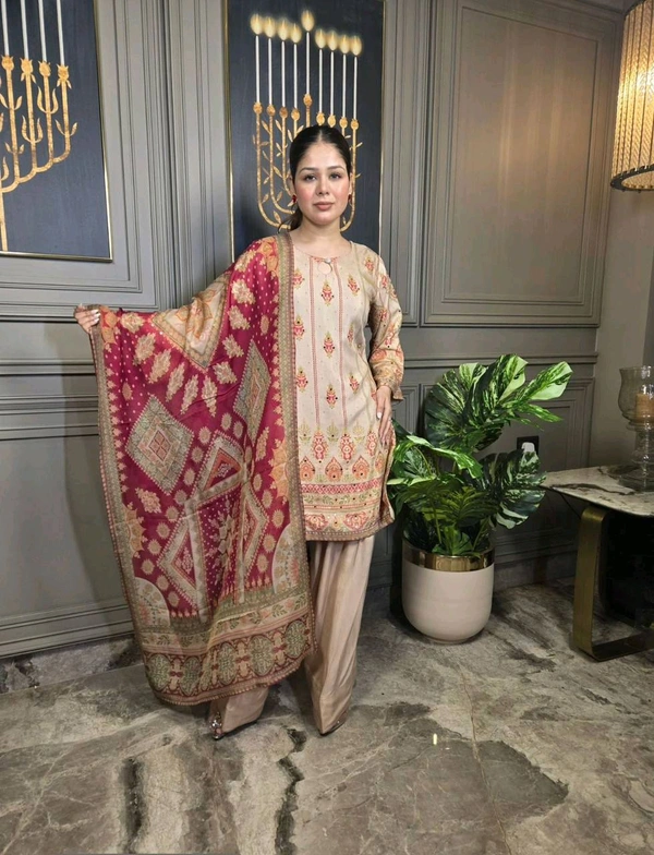 Designer French Crepe Salwar Suit - XXL