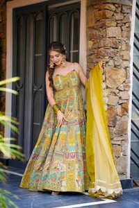 Real Modelling Pure Jimmy Organza Silk Anarkali Gown With Dupatta Set - 38