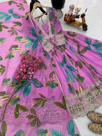 Partywear Fox Georgette Anarkali Gown With Dupatta Set - XXL
