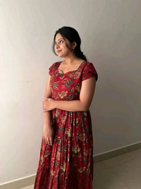 Floral Printed Soft Cotton Maxi Dress - M