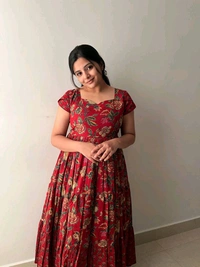 Floral Printed Soft Cotton Maxi Dress - M