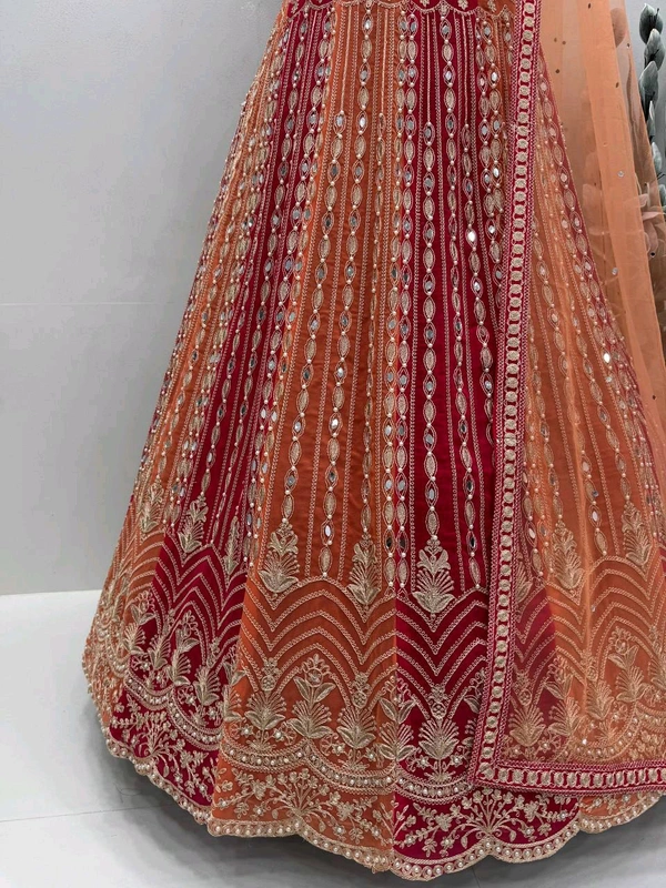 Bridal Look Heavy Embroidery Work Lehenga With Cancan - Semi Stiched Upto 44inch
