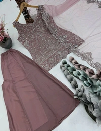 Partywear Heavy Sequence Embroidery Work Plazzo Suit - Free Size Upto 44inch, Contessa
