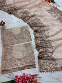 Beautiful Butterfly Net Sequence Work Saree With Blouse Piece