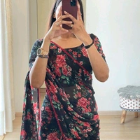 Ready To Wear Printed Saree With Unstitched Blouse Piece