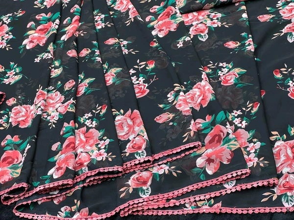 Ready To Wear Printed Saree With Unstitched Blouse Piece