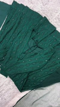Lucknowi Anarkali Gown With Pant And Dupatta Set - Xs