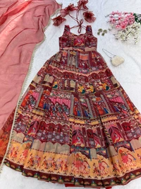 Real Modelling Organza Silk Gown With Dupatta Set - 36