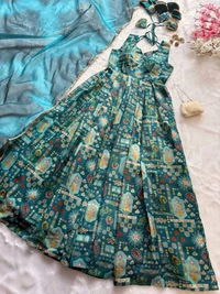 Designer Jimmy Organza Silk Gown With Dupatta Set - 34