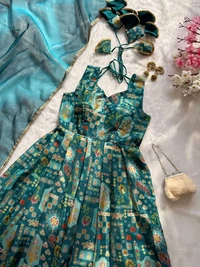 Designer Jimmy Organza Silk Gown With Dupatta Set - 38