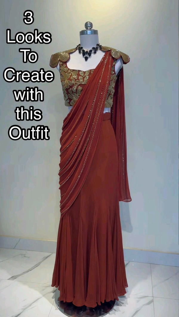 Festive Look One Outfit Into 3 Style Lehenga Saree - Free Size Upto 44inch