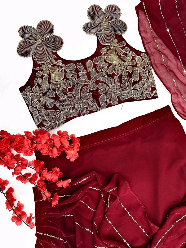 Festive Look One Outfit Into 3 Style Lehenga Saree - Free Size Upto 44inch