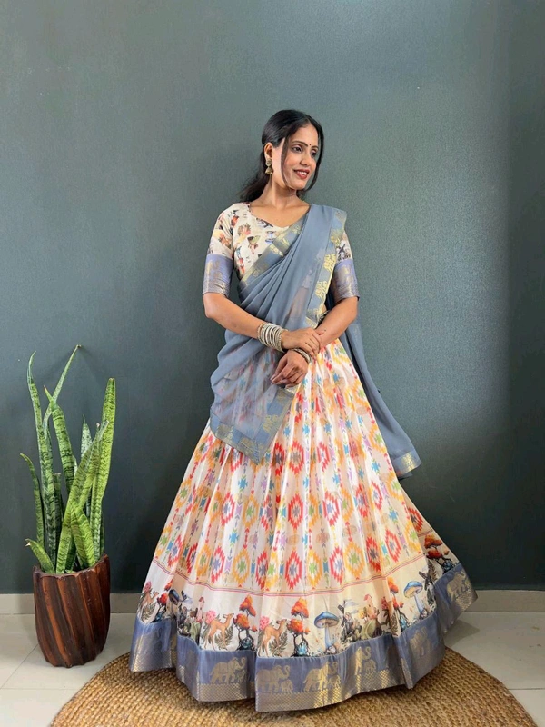 Dola Cotton Silk Lehenga Choli - Free Size