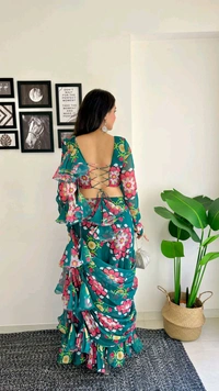 Ready To Wear Floral Lehenga Saree - XL upto XXL Margin