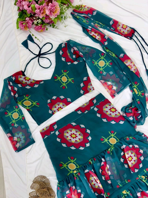 Ready To Wear Floral Lehenga Saree - XL upto XXL Margin