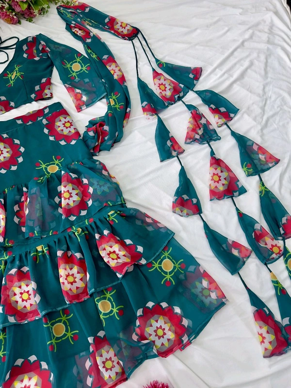 Ready To Wear Floral Lehenga Saree - XL upto XXL Margin