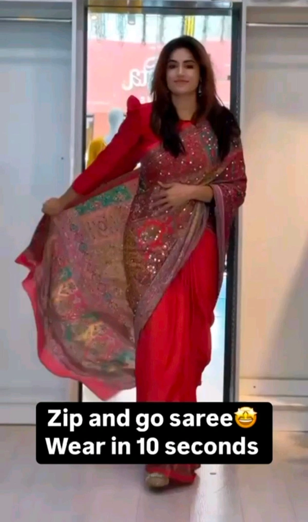 Zip And Go Saree Gown - XXL, Red