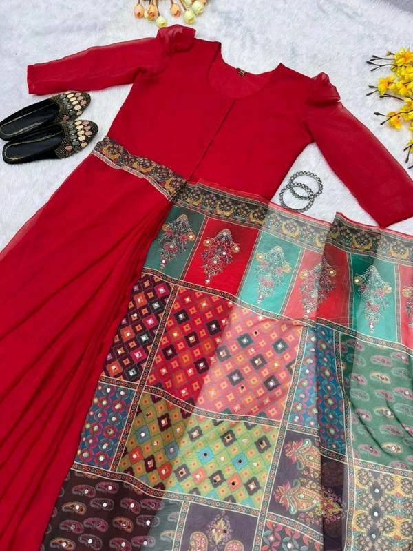 Zip And Go Saree Gown - XL, Red