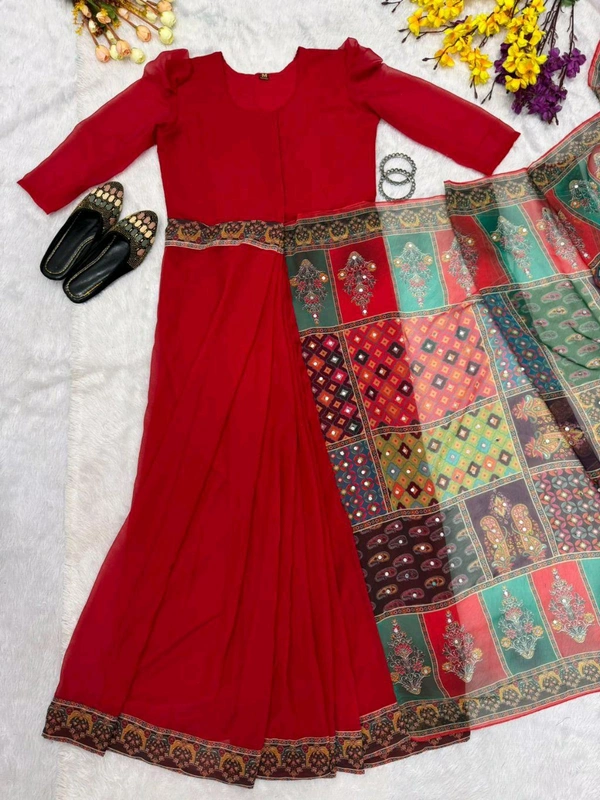 Zip And Go Saree Gown - L, Red
