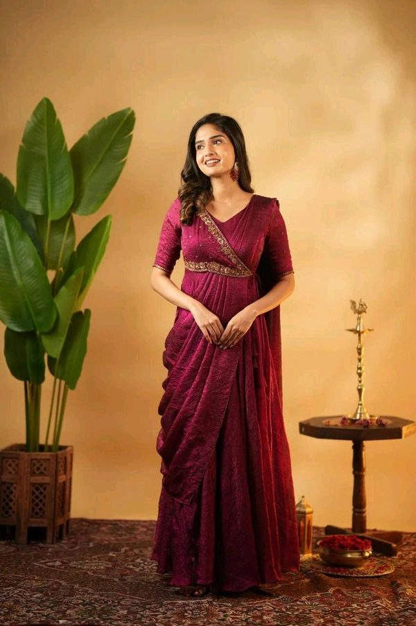 Ready To Wear Pre Draped Saree Gown