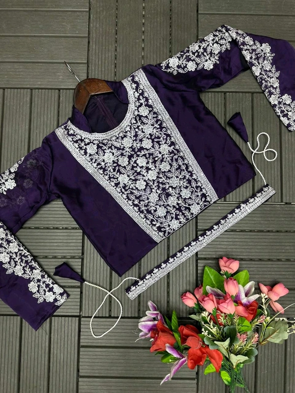 Super Trending Ready To Wear Embroidery Coding Work Saree With Blouse - Cherry Pie