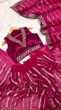 Perfect Party Look Sequence Work Saree With Blouse Piece