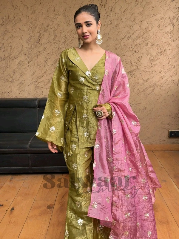 Trending Designer Kurta Plazzo With Dupatta Set - XL