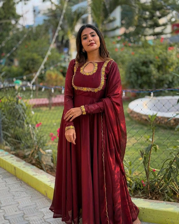 Festive Special Silk Gown With Dupatta Set - M