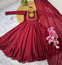 Festive Special Silk Gown With Dupatta Set - L
