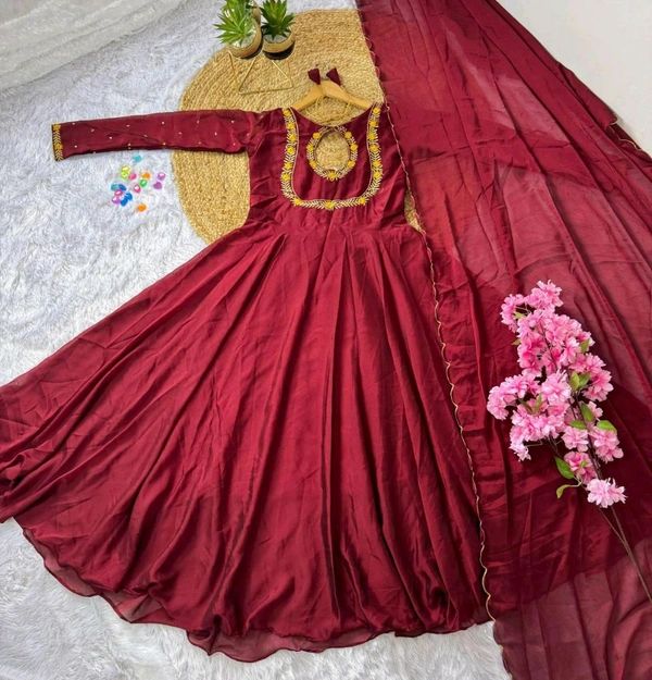 Festive Special Silk Gown With Dupatta Set - L
