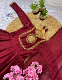 Festive Special Silk Gown With Dupatta Set - XXL