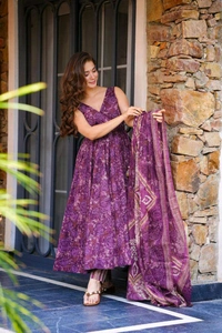 Digital Printed Cotton Anarkali Suit - 42