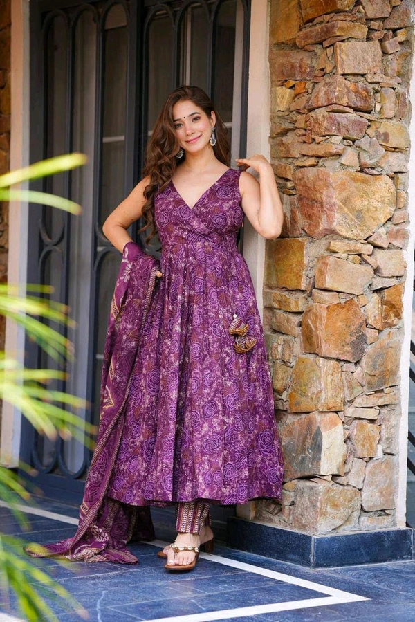Digital Printed Cotton Anarkali Suit - 42