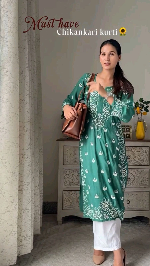 Chikankari Kurta With Plazzo Set - XXL