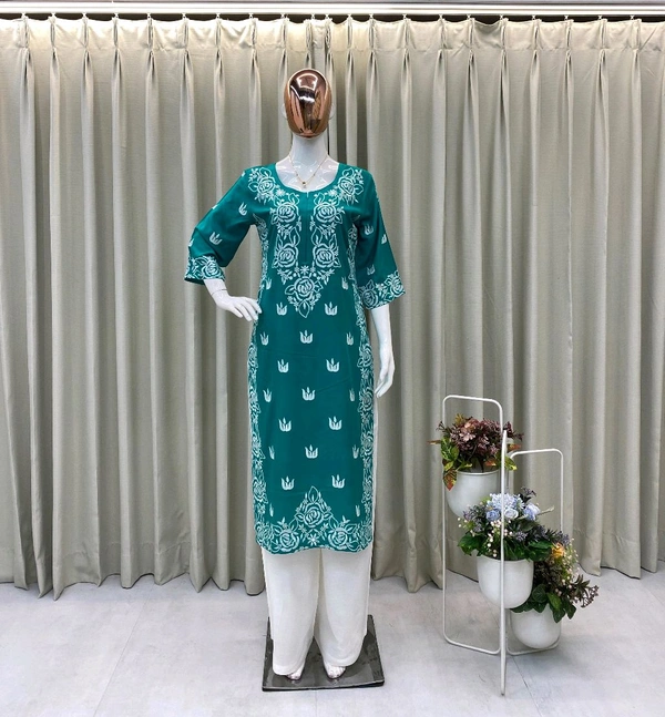 Chikankari Kurta With Plazzo Set - XXL