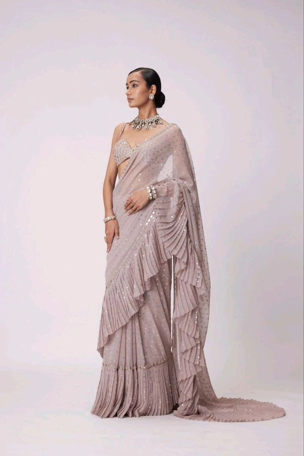 Bollywood Superhit Design Crush Plates Saree With Real Mirror Work Blouse