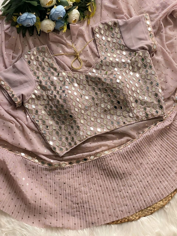 Bollywood Superhit Design Crush Plates Saree With Real Mirror Work Blouse